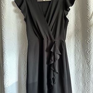 Monteau Black Ruffle Midi Dress